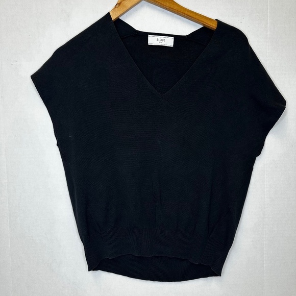 SLOBE IENA  100% Cotton black short sleeve Top - Picture 1 of 8